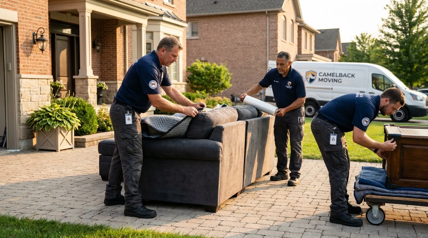 Large estate moving crew wrapping furniture in Franklin, TX
